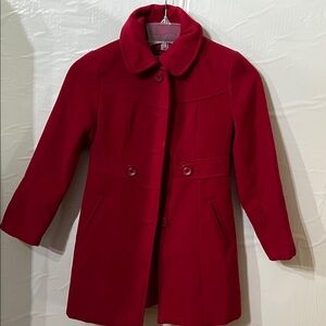 Chique girls Red Pea Coat size 6-6X. Almost new.